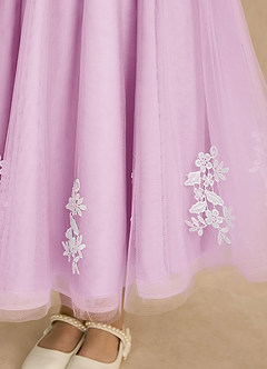 Azazie Rylie Blumenmädchenkleider A-Linie Spitze Tüll Kleid Bonbonrosa image7