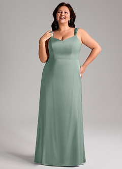 Azazie Denice Robes de demoiselle d'honneur Robe Fourreau en Satin extensible Plissée Sauge D'argent image10