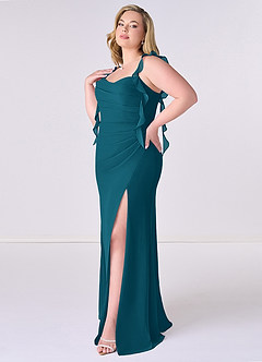 Barbie ♥ Azazie Bridesmaid Dresses Ink Blue Mermaid Corset Chiffon Dress image9