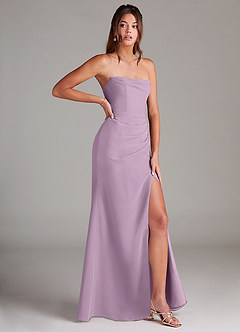 Azazie Leonis Bridesmaid Dresses Wisteria Sheath Strapless Chiffon Convertible Dress image8