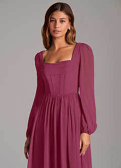 Azazie Maree Bridesmaid Dresses Mulberry A-Line Corset Chiffon Dress image7
