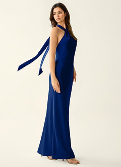 Manllanda Royal Blue Bows Satin Prom Dress Prom and Homecoming Dresses