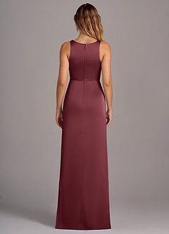 Azazie Wrenlee Vestidos de damas de honor Vestido de Merlot de Satén Elástico de Corte en A image7