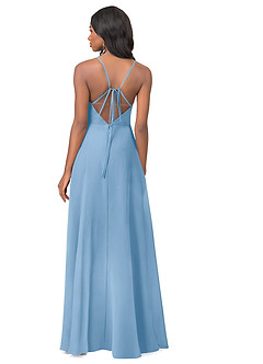 Azazie Everleigh Vente finale Robe Trapèze en Mousseline de soie Plissé en cœur Matcha image2