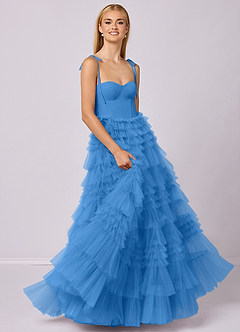Barbie ♥ Azazie Bridesmaid Dresses Blue Jay A-Line Sweetheart Neckline Tulle Dress image3