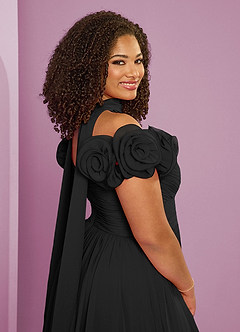 Barbie ♥ Azazie Brautjungfernkleider Wandelbar A-Linie Schulterfrei Chiffon Kleid Schwarz image11