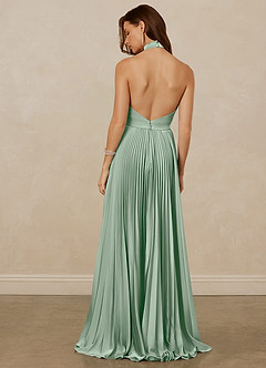 Christian Siriano Bridal for Azazie 1007 Bridesmaid Dresses Agave A-Line Pleated Stretch Satin Dress image6