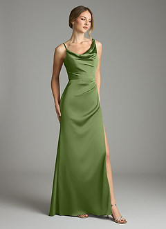 Azazie Samara Suknie dla druhen Syrena Pofałdowany Satyna elastyczna Do ziemi Sukienka image4