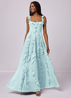Barbie ♥ Azazie Bridesmaid Dresses Sea Glass A-Line with Pockets Chiffon Dress image1