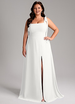 Azazie Debra Bridesmaid Dresses White A-Line with Pockets Chiffon Convertible Dress image1