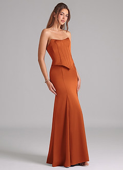 Azazie Ximena Bridesmaid Dresses Cinnamon Mermaid Corset Stretch Satin Convertible Dress image5