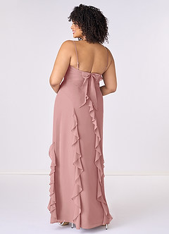 Barbie ♥ Azazie Bridesmaid Dresses Dusty Rose Sheath Bow Chiffon Dress image7