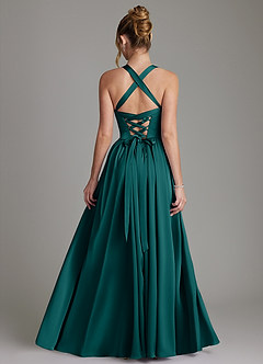 Azazie Francis Bridesmaid Dresses Peacock A-Line Corset Stretch Satin Dress image2