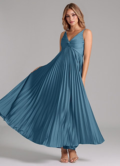 Azazie Raychelle Bridesmaid Dresses Bermuda A-Line Pleated Stretch Satin Dress image2