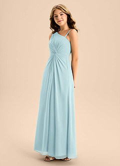 Azazie Brooke Junior Sea Glass A-Line Side Slit Chiffon Dress image6