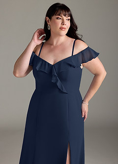 Azazie Sophie Bridesmaid Dresses Dark Navy A-Line Off the Shoulder Chiffon Convertible Dress image12