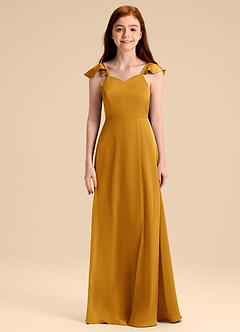 Azazie Everett Junior Klä av A-Line i Stretch Satin Rosett image6