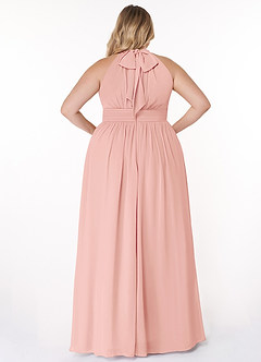 Azazie Iman At-home Try On Dresses Dusty Blue A-Line A-Line Ruched Chiffon Dress image9