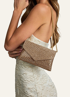 front Envelopschoudertas versierd met strass-pailletten