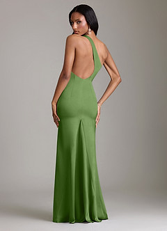 Azazie Voni Bridesmaid Dresses Basil Mermaid One Shoulder Stretch Satin Dress image2