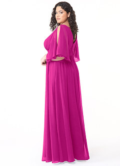 Azazie Temeka Abiti da Damigella Abito A-Line in Chiffon Increspato Fucsia image10