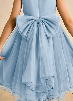 Azazie Lass Flower Girl Dresses Powder Blue A-Line Bow Tulle Dress image6