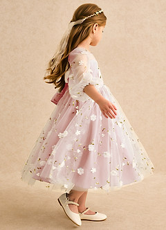 Azazie Elowen Flower Girl Dresses Rosette A-Line Sweetheart Neckline Lace Dress image6