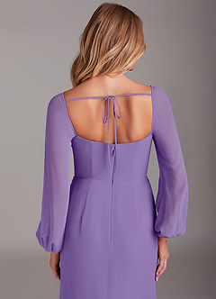 Azazie Charissa Bridesmaid Dresses Tahiti Sheath Long Sleeve Chiffon Dress image2