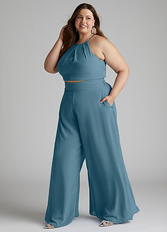 Azazie Kenzi Bridesmaid Dresses Bermuda Pleated Chiffon Jumpsuit image7
