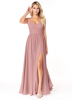 Azazie Chanel Abiti da Damigella Abito A-Line in Chiffon Plissettato Rosa Polverosa image1