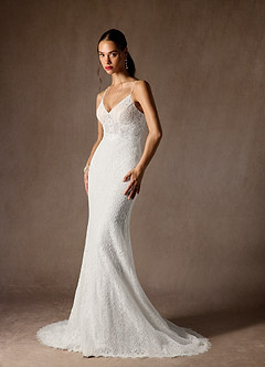Azazie Lianna Abiti da Sposa Abito Sirena in Pizzo Bianco Diamante image3