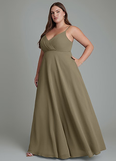 Azazie Amani Brautjungfernkleider A-Linie Plissee Chiffon Kleid Weidengrün image10