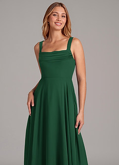 Azazie Shaude Bridesmaid Dresses Dark Green A-Line Pleated Chiffon Dress image5