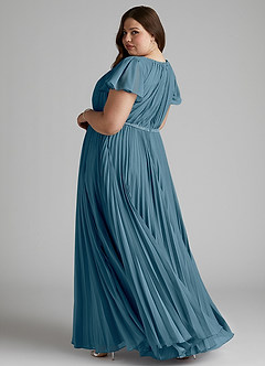 Azazie Kara Modest brudtärna klänningar Klänning A-Line Plisserad Golvlängd Chiffong image11