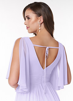Azazie Temeka Brautjungfernkleider A-Linie Gestreift Chiffon Kleid Flieder image5