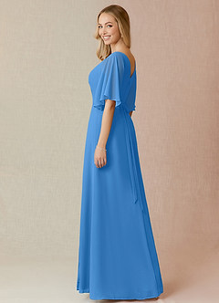 Azazie Cierra Abiti da Damigella Abito A-Line in Chiffon con Scollo a V Blue Jay image5