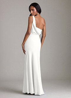 Azazie Madelyn Bridesmaid Dresses White Mermaid One Shoulder Chiffon Convertible Dress image10