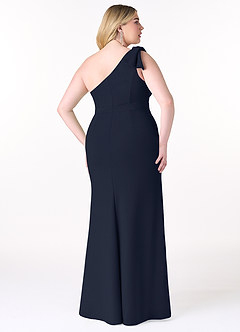 Azazie Rinna Bridesmaid Dresses Dark Navy Mermaid One Shoulder Stretch Crepe Dress image6