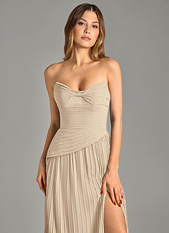 Azazie Becka Final Sale Champagne A-Line Strapless Chiffon Dress image6