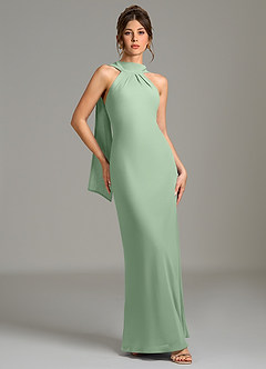 Azazie Cassiana Bridesmaid Dresses Matcha Mermaid Pleated Chiffon Dress image3