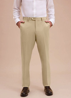 front Ethan Champagne Refined Weave Dress Pants