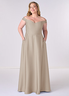 Barbie ♥ Azazie Bridesmaid Dresses Frost A-Line Off the Shoulder Stretch Satin Convertible Dress image6