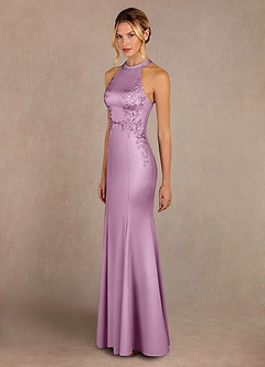 Azazie Tyra Mère de la mariée Robes Robe Sirène en Satin extensible Dentelle Glycine image2