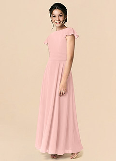 Azazie Payton Junior Rosette A-Line Bow Chiffon Dress image4