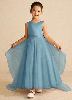 Azazie Pumpkin Blumenmädchenkleider A-Linie Cabrio Tüll Kleid Stimmungsvolles Blau image2