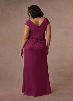 Azazie Roya Mother of the Bride Dresses Mulberry Mermaid V-Neck Pleated Mesh Dress image10
