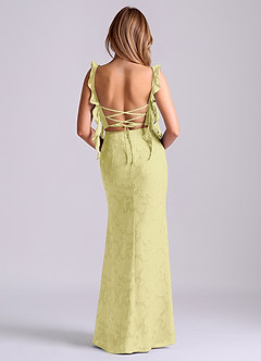 Azazie Jessamine Final Sale Lemon Sorbet Mermaid Corset Floral Burnout Dress image6