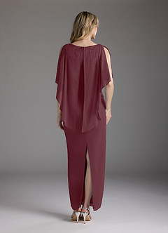 Azazie Aspyn Mother of the Bride Dresses Cabernet Sheath Beaded Mesh Dress image7