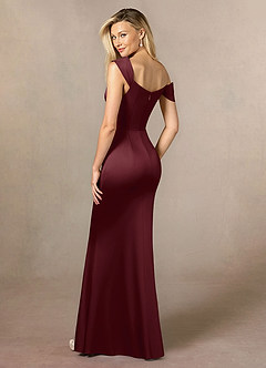 Azazie Laramie vestidos de madre de la novia Vestido de Cabernet de Satén Elástico de Sirena con Plisado image3