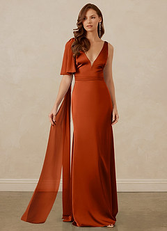 Christian Siriano Bridal for Azazie 1011 Bridesmaid Dresses Paprika Mermaid Bow Stretch Satin Dress image6